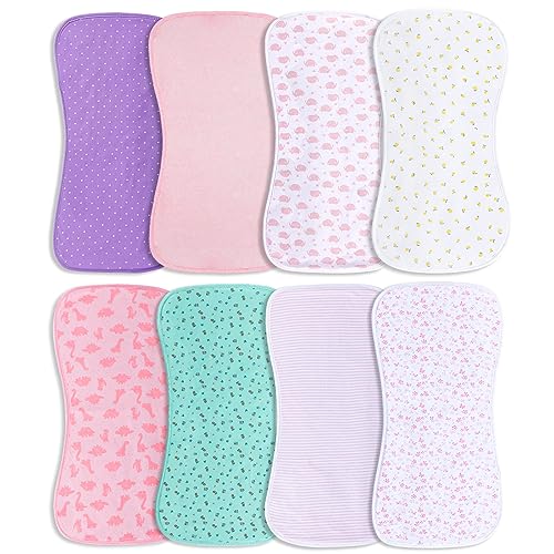 Image of Hakochia Burp Cloths for Baby Boy & Girl Organic Cotton Large Unisex Burp Clothes Extra Absorbent Soft Neutral Burping Rags Spit Up Cloth Sets for Newborns 8 Pack