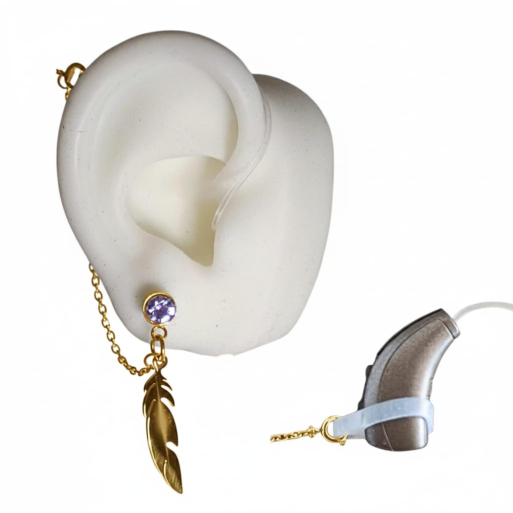 Boucles d'oreilles anti-perte pour écouteurs pour surdité | Chaîne de rétention pour maintien des aides auditives pour sourds | Empêche les chutes et les pertes d'amplificateurs ou d'implants (or)