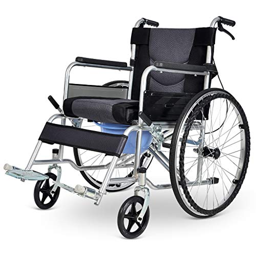 Preisvergleich Produktbild Cajolg Tragbarer Rollstuhl, Faltbare ältere behinderte Roller-manuelle Rollstühle mit Fußstütze Wheelchair,Gray