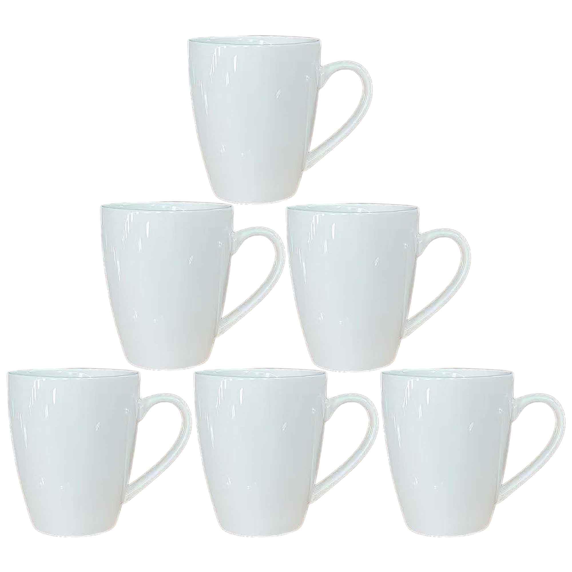 superyes Ceramic Coffee Mugs Set of 6, Ergonomic Design, Dishwasher and Microwave Safe,16 Ounce, White
