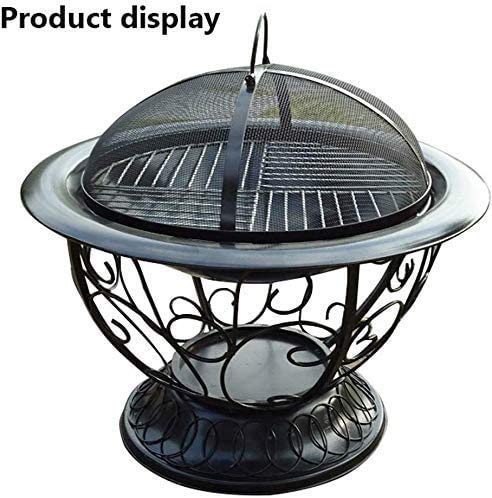 Cauldron Outdoor Fire Pit Deep Bonfire Wood Burning Patio & Backyard Firepit pour l'extérieur avec Pare-étincelles Rond, tisonnier de cheminée et Grille en métal Decoration – Image 5