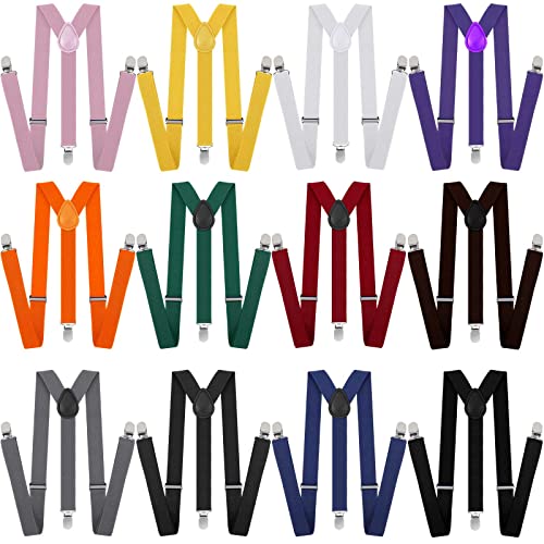 Image of Eurzom 12 Pcs Adjustable Elastic Y Back Style Suspenders