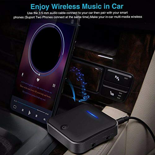 2-in-1 Bluetooth 5.0 Transmitter Receiver Adapter AptX Low Latency Bluetooth Audio Transmitter for TV PC (Optical Digital Toslink,3.5mm Aux,RCA,PC USB) 32ft Range, Dual Link, No Audio Delay