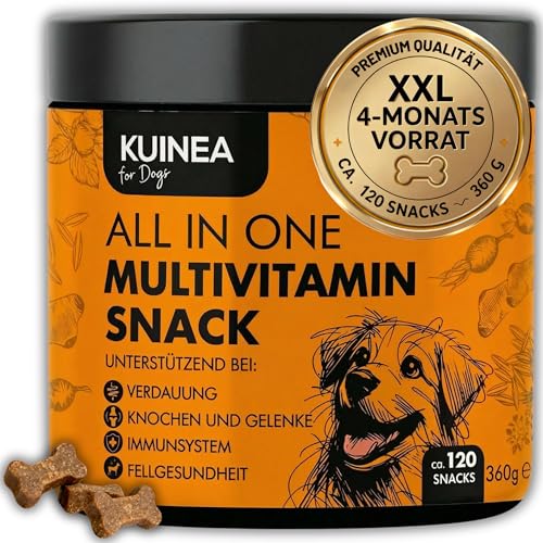 KUINEA® Multivitamin Snack für Hunde – All in One Vitamine als Leckerli – ca. 120 Snacks (360 g) – Ergänzungsfuttermittel mit Vitaminen & Mineralstoffen – ab 6 Monaten (1er Pack)