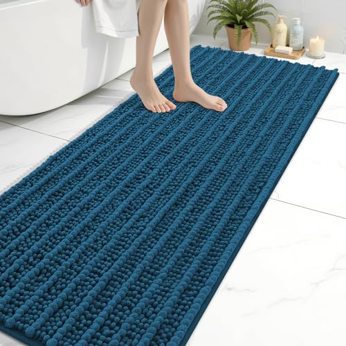 Image of Arotive Luxury Bathroom Ruuner Rugs 70x24, Extra Soft Thick Absorbent Shaggy Chenille Bath Rugs, Machine Wash Dry, Bath Mats for Bathroom Floor, Tub and Shower, Home Decor Accessories, Peacock Blue