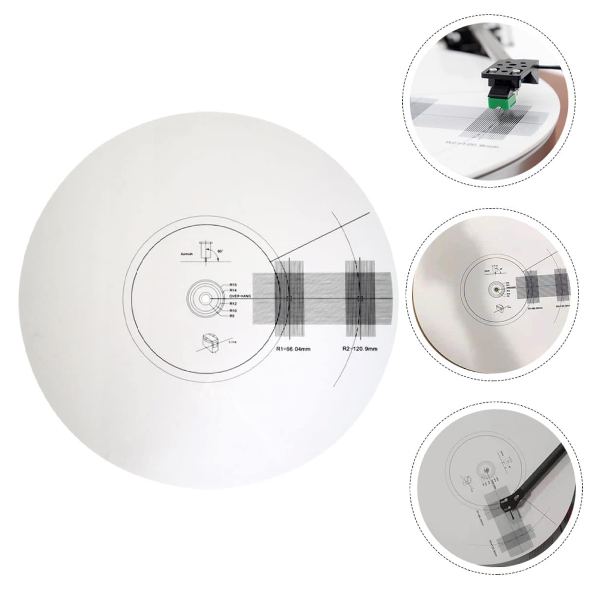 Piastra Calibrazione Puntina 3mm in Acrilico per Giradischi | Regolazione Angolo, Rilevazione Velocità, Accessorio Bianco per Teste Vinile, Regalo Housewarming