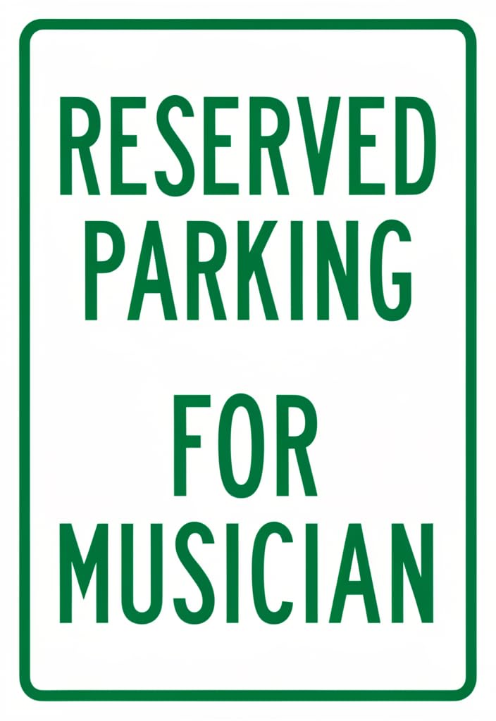peiyeety Reserved Parking for Musician Tin Sign 12x8 Inch, Green and White Metal Wall Decor Plaque, Funny Music Lover Gift, Home Studio Garage Door Office Decor