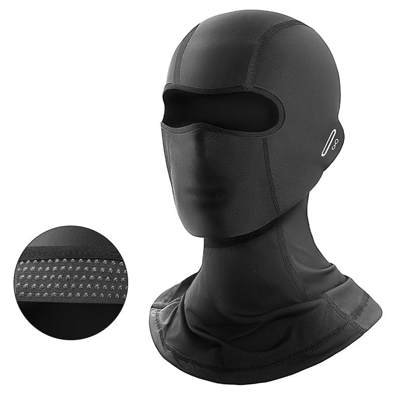 AMFUN 1PCS Balaclava for Motorcycle Cycling Ski Helmet, Breathable Sports Face Balaclava, Windproof Waterproof Head Cover, UV Protector Scarf for Men/Women (Black)