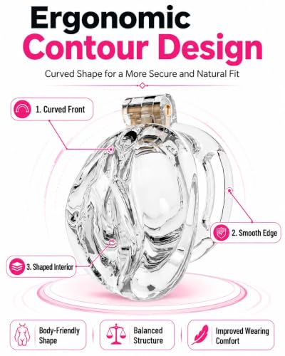 Image of Flat Chastity Cage Sissy Pink Silicone Soft Realistic Vagina (Translucent) | DINGYAN Vulva Soft TPE Material Micro Chastity Device Breathable Penis Cock Cage Invisible Anti Erection BDSM Slave Training