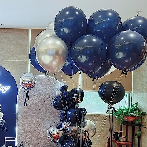 Image of 412pcs Navy Blue Balloons Garland Arch Kit 18 12 10 5 Inch Different Sizes Latex Balloons for Shower Christmas Birthday Festival Happy Blue Theme AnniversaryWedding Jungle Safari Decorations