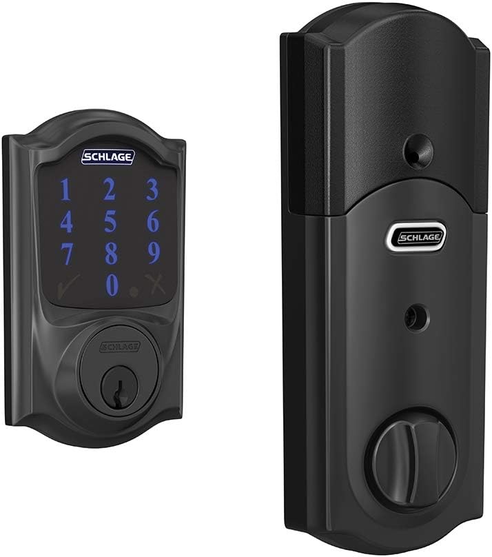 BE469ZP CAM 622 Connect Smart Deadbolt with alarm with Camelot Trim in Matte Black, Z-Wave Plus enabled
