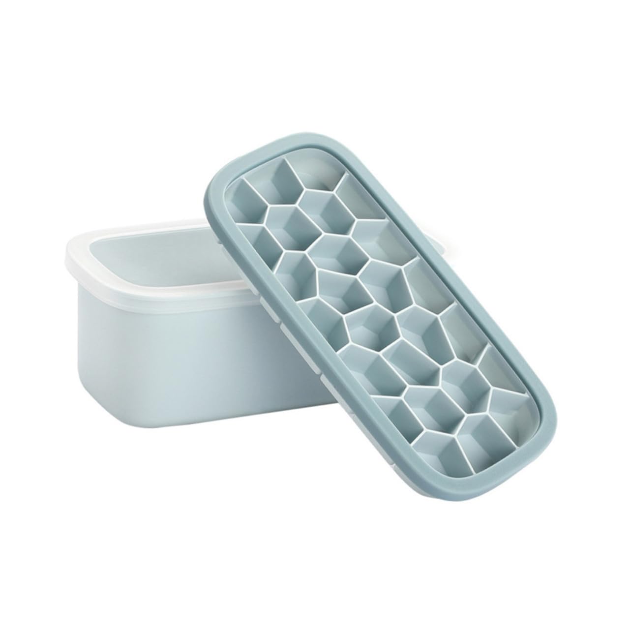 Molde para Hielo de Silicona con Tapa DIY para Cubitos y Polos Reutilizable y Práctico para Hogar Bar y Restaurante Cubitera Antiderrames Color Azul