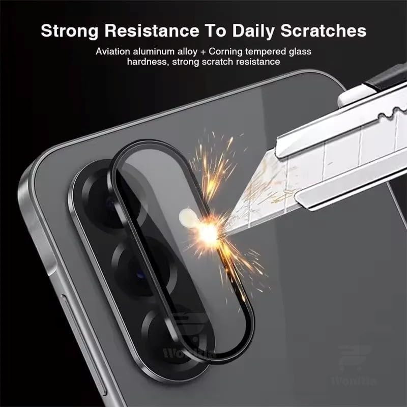 Image of Pack 1 - Metal Frame Camera lens Protector for Vivo T4R | iQOO Z10R 5G Camera Tempered Glass Aluminum Alloy Rings, Ultra-HD Metal Frame- Black
