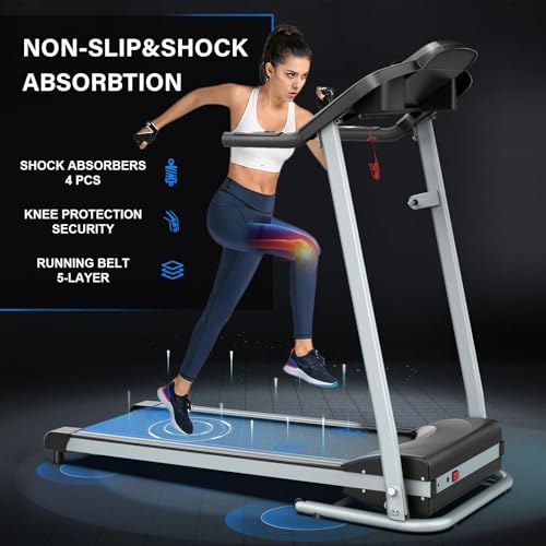 Image of Compact Home Treadmillwith 3-Level Manual Incline, 2.5HP Motor Running Treadmill for Home, Heart Rate Sensor, 0.5-7.5 MPH Speed, LCD Display, 265LBS Capacity for Workout & Fat Loss
