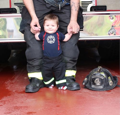 Firefighter Birthday Maltese Cross Personalized Navy Baby Bodysuit Only4