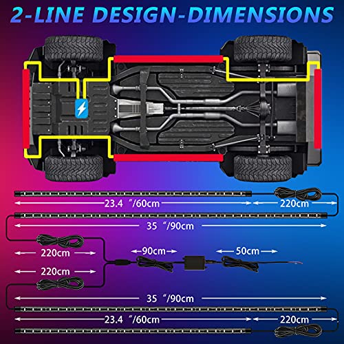 Bliauto Led Underglow Strip Lights Kit For Car Exterior Rgb Neon Accent Lights Underbody Under Car Glow 4Pcs Wireless Remote Control Music Sync Lights For Car Truck Jeep Suv Pickup Waterproof 60X90Cm #TOP4