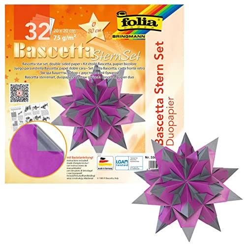folia Faltblätter Bascetta-Stern, 150x150mm, weiß/eisblau