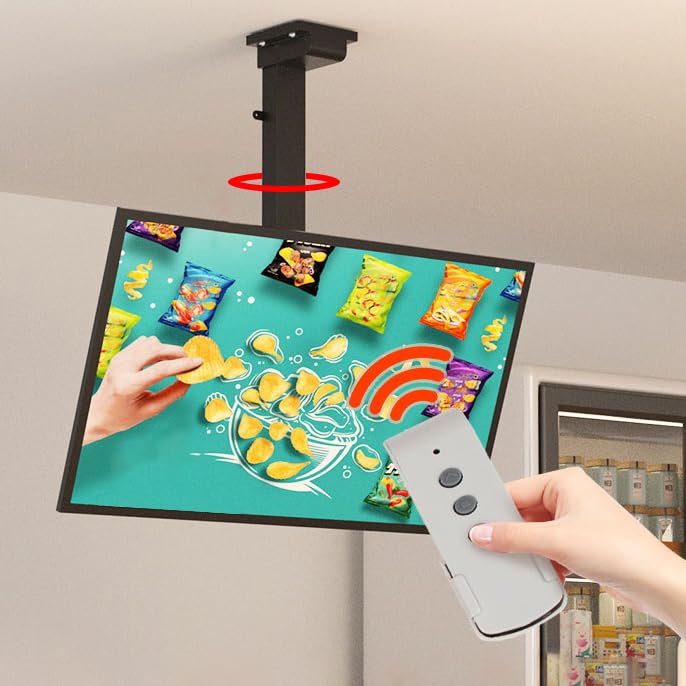 Soporte TV Techo motorizado, Rotación de 360° Soporte Television motorizado para Pantalla de 32 a 70 Pulgadas, Elevador Regulable en Altura 100cm, MAX VESA 600 x 400mm (360° Rotation 73-173)