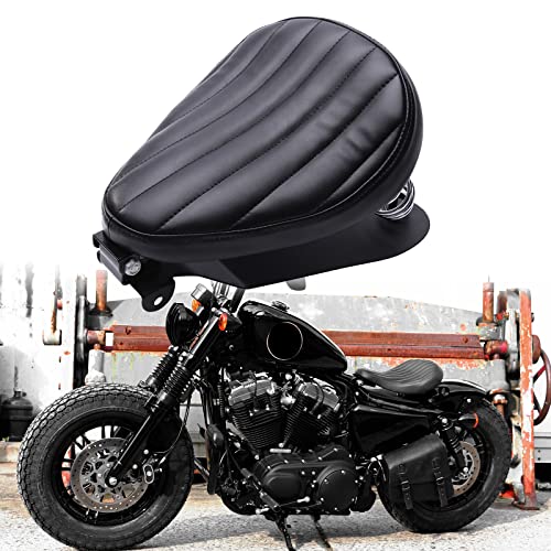 Image of DREAMIZER Motorcycle Seat Cushion Driver Solo Seats with Spring Bracket PU Leather Compatible with Harley Honda Yamaha Kawasaki Sportster Iron 883 1200 Chopper Bobber Cafe Racer