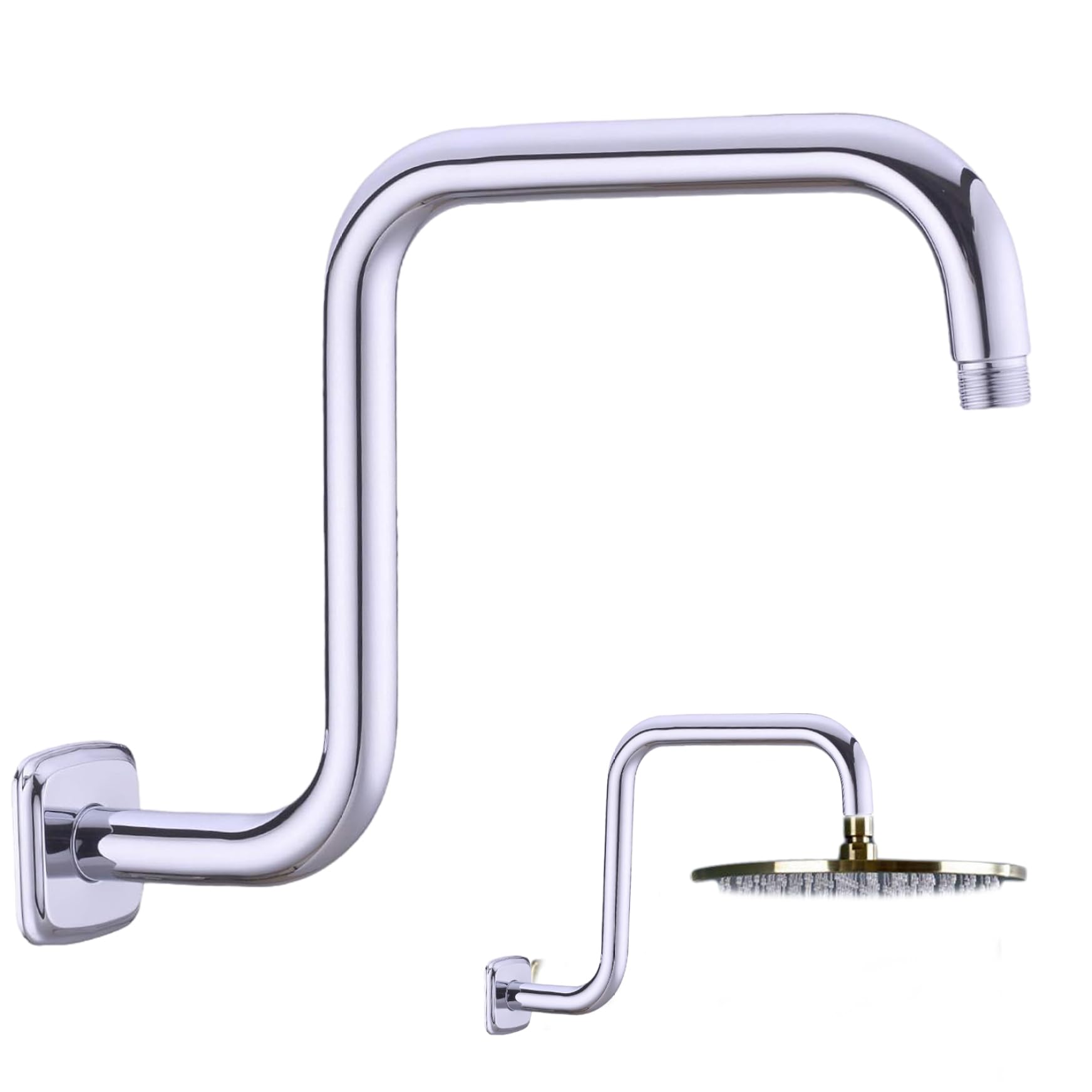 Bras d'extension douche S en acier inoxydable rehausseur de pommeau réglable avec bride 22mm