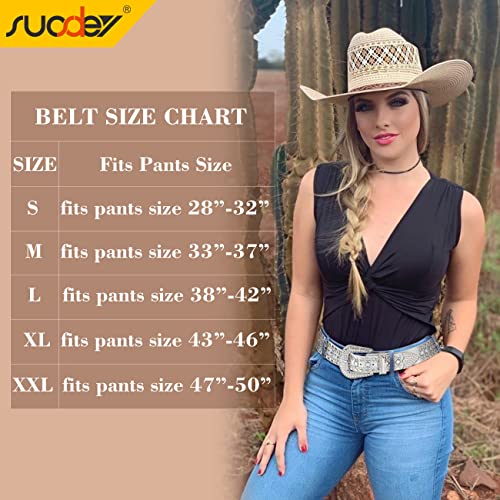 Image of Rhinestone Belt for Men Women SUOSDEY Western Cowboy Cowgirl Bling Studded Leather Belt for Jeans Pants, 06-silver, XL: fits pants size 43 inch-46 inch