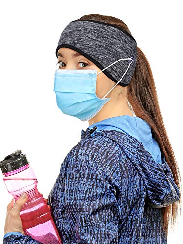 3 Pieces Button Ponytail Headband Women Winter Running Headband Soft Earmuff Hair Band Protective Sweat Headband Ear Warmers Band For Women Girls (Grey, Purple, Navy Blue) #TOP3