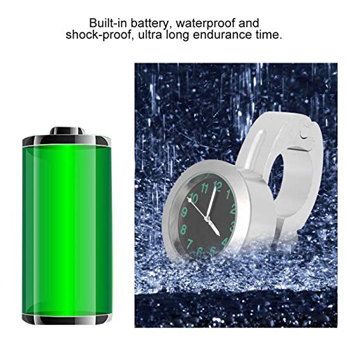 Motorraduhr, 7/8-1in Metall Universal Motorrad Lenkerhalterung Metall Handgriff Bar Uhr Zubehör(Silber)