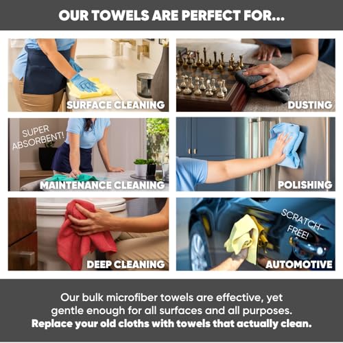 Microfiber Wholesale MTE1212-BLUE-50 12 Inch X 12 Inch Microfiber Cleaning Cloths (50 Pack) - Reusable Towels, Wash Rags, Dust Cloth, All-Purpose: Kitchen, Dish, Cars thumb #4