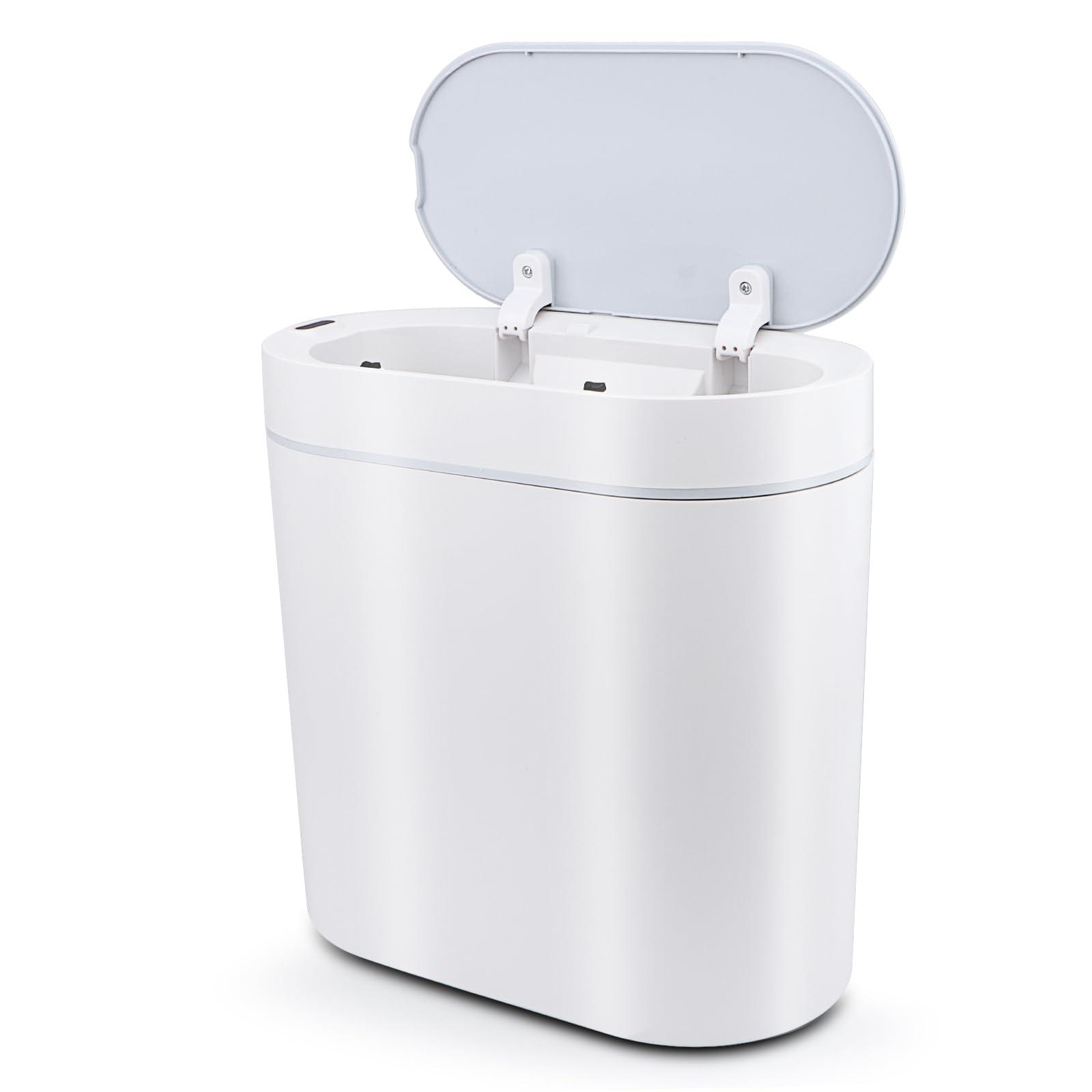 Dawitrly Bathroom Trash Bin, 7 Liter Waterproof Motion Sensor Bin with Lid, Touchless Automatic Smart Trash Can, Slim Narrow Plastic Rubbish for Bathroom, Toilet, Bedroom, Living Room, Kitchen