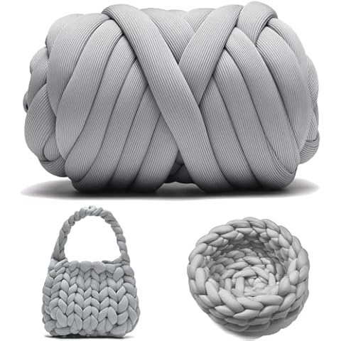 Chunky Yarn for Hand Knitting DIY for Knitting Bags Cushions and Other Home Decorations(Gray,400g/0.88 lb,20yards) Cover
