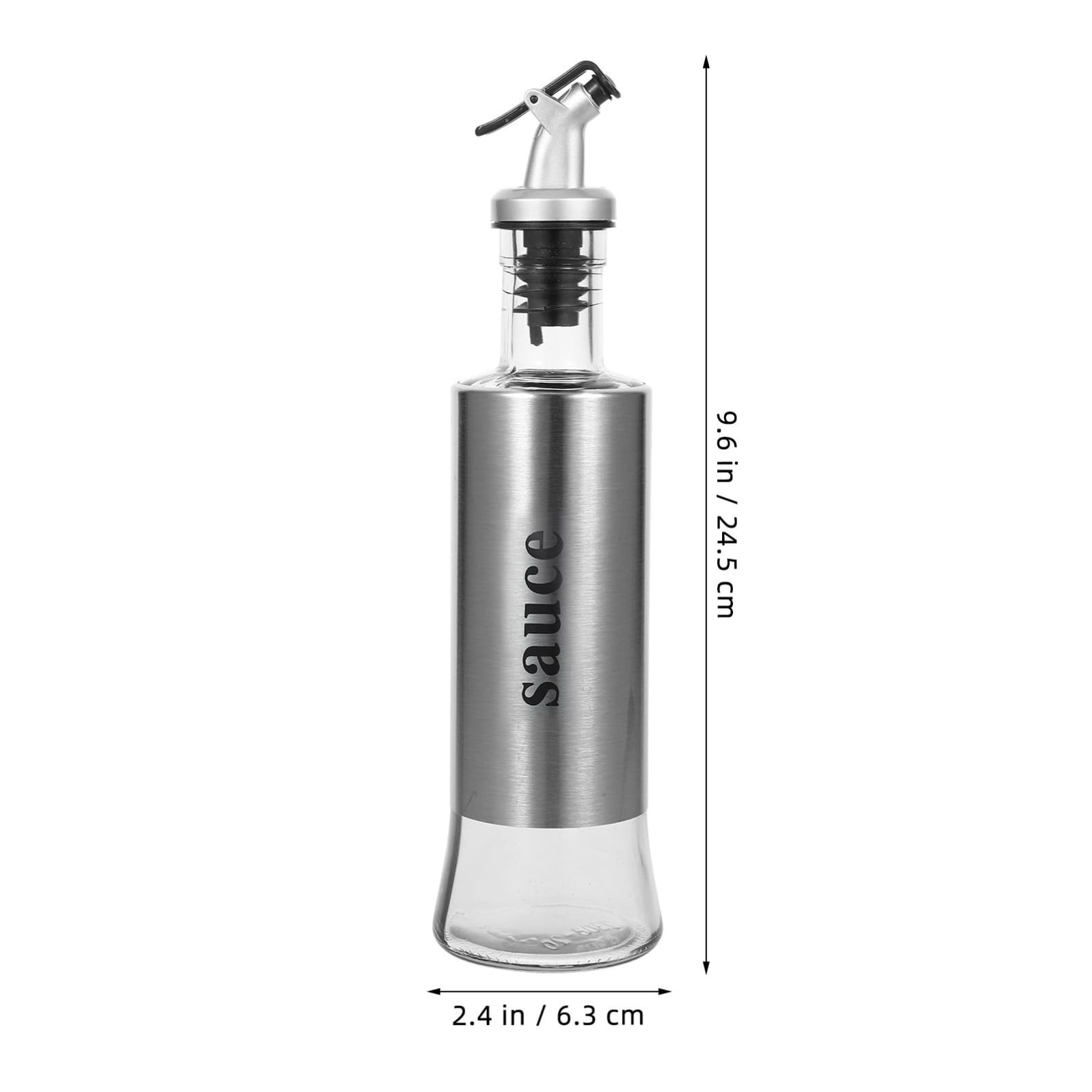 Set Design Antigoccia Oliera Dosatore in Vetro e Acciaio Inossidabile 4 Pezzi 300ml per Olio e Aceto per Cucine Domestiche ed Eleganti