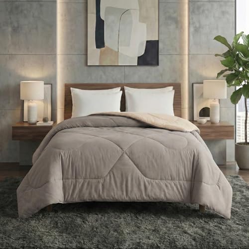 Image of Dream Living Microfibre Reversible Comforter | Double (Brown & Beige, 200 GSM)