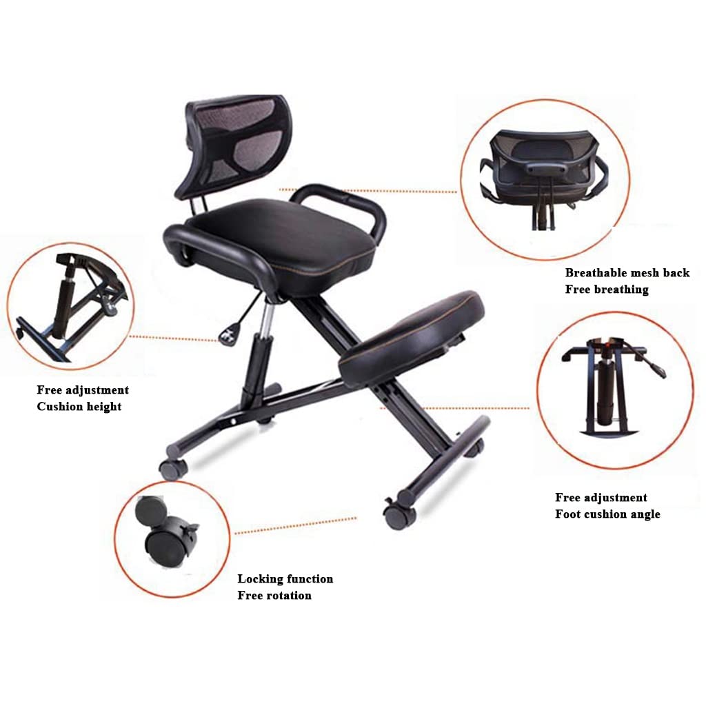 Ergonomiczne krzesło klęczące z siatki regulowana wysokość i kąt z oparciem kółka funkcja nachylenia biurko komputerowe krzesło zadaniowe