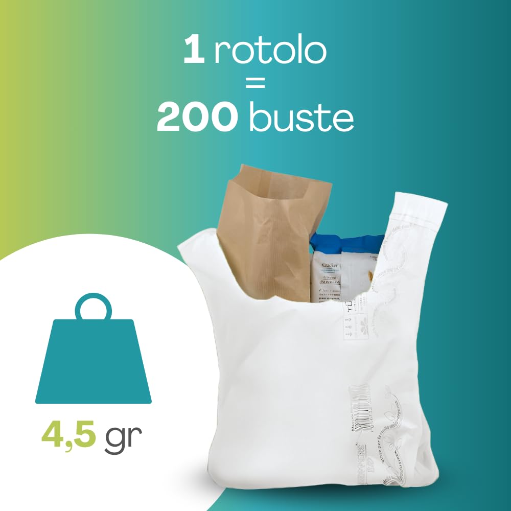 VIRSUS Rotolo Buste con Manico a Norma 2018 in Mater-B biodegradabili (22+6+6x50)