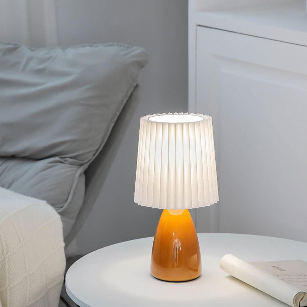 Lampki nocne, lampki dotykowe, małe lampki Nocna l Ceramiczna lampka biurkowa z tkaniny LED, trójkolorowe światło USB do sypialni, gabinetu, salonu