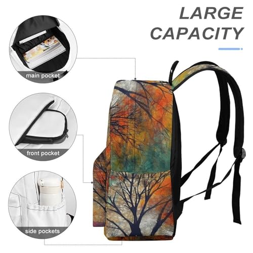 Colorful Life Trees Printed Backpack Water-Resistant Pack Stylish Bag Lightweight Travel Backpack4