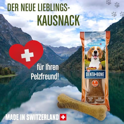 DeliBest DentaBone Strauss I Kauknochen Hund leicht verträglich ohne Gluten I Kaustange Hund für Zahnreinigung I Hundesnacks für groß und klein I Hundekauknochen 1 x 100 g