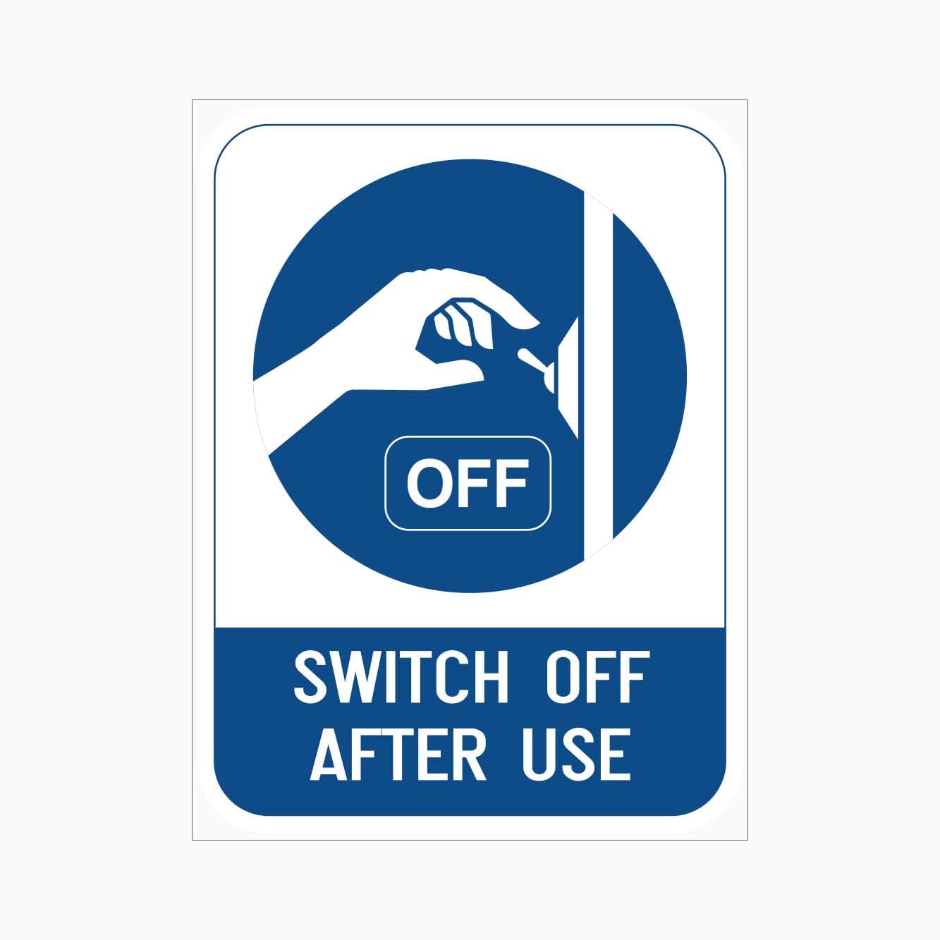 SWITCH OFF AFTER USE Sign Metal Tin Sign 12x8 inch for Industrial & Commercial Series