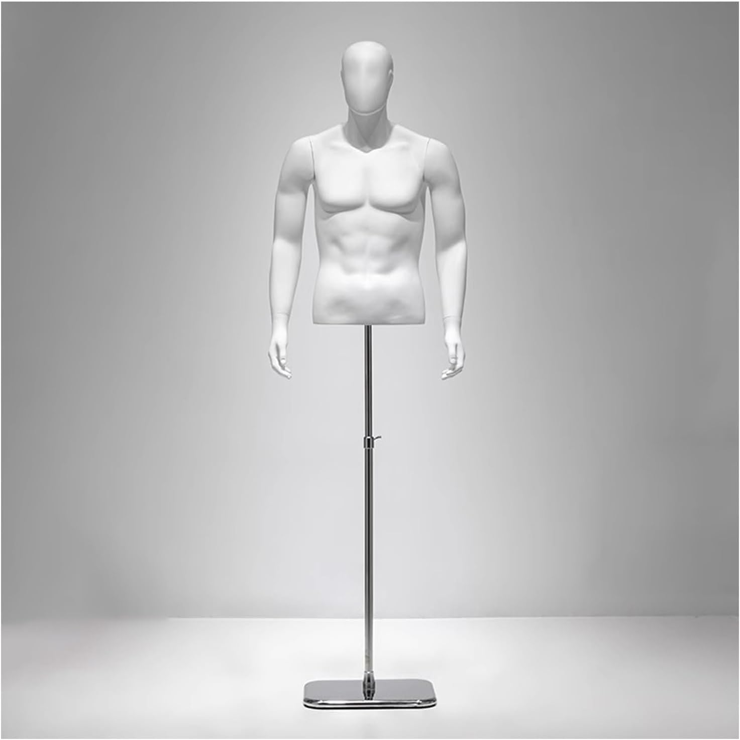 CONGRUI Male Mannequin with Silver Base Detachable Arm Head Realistic Display of Retail Manikin(White)