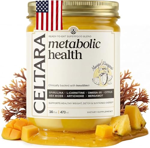CELTARA Sea Moss Gel Metabolic Blend 16 fl oz Spoonable Daily Wellness Ritual L-Carnitine L-Tartrate & Fumarate Bergamot Artichoke Blue Spirulina Fish Oil EPA DHA InnoSlim 250mg