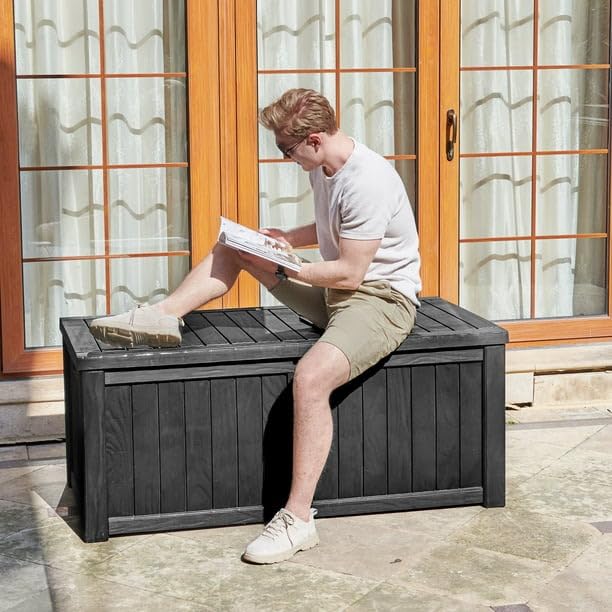 120 Gallon Outdoor Storage Deck Box, Large Resin Patio