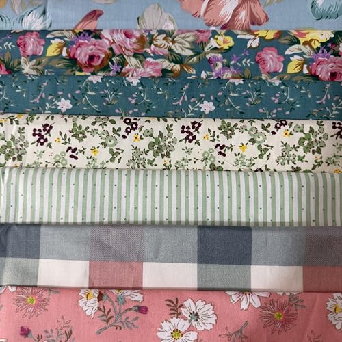 Image of 9.8 inch x 9.8 inch(25 * 25CM) Cotton Fabric DIY Making Supplies Quilting Patchwork Fabric Fat Quarter Bundles DIY for Quilting Cotton Patchwork Cushions (Small Flowers Mix, 9.8 inch x 9.8 inch)