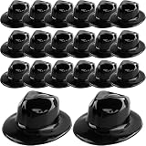 SGBETTER 20 Pcs Plastic Fedora Hats Black Gangster Hat Gentlemen Hat Party Hats Bulk for Adult Kids 1920s Party Costume Accessories