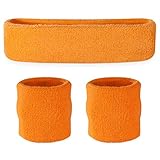 Suddora Neon Orange Headband / Wristband Set - Sports Sweatbands for Head and Wrist