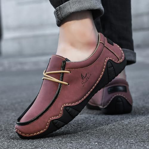 Men's Leather Slip On Casual Low Loafers Lightweight Non-Slip Flat Driving Walking Shoes Soft Moccasin Shoes2