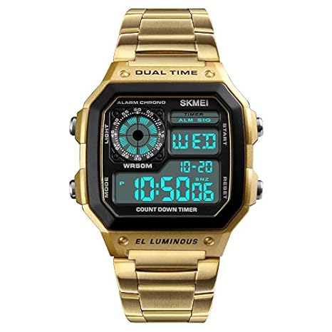 Digital White Dial Mens Watch-1335 Gold