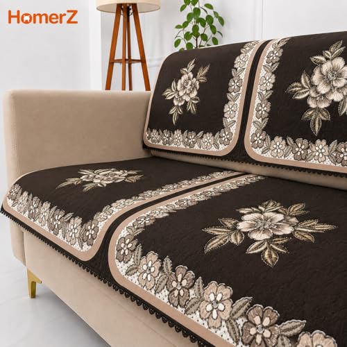Image of Homerz Premium 'Luxe Series' Sofa Cover | Holland Velvet Fabric | Smooth Finish | Anti-Slip Fleece Backing Couch Protector (Royal, 5 (3+1+1) Seater, Seat Cover with Backrest)