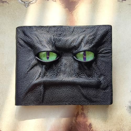 Magical Horror Demon Eyes Wallet - Men's 3D Genuine Leather Dragon Eye Wallet, Handmade, Carved Custom Personalized, Standard Size, Vegan Leather, Multicolor2