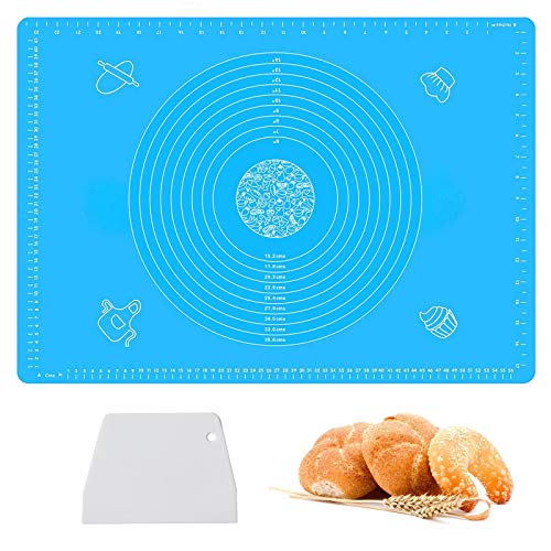 Large Silicone Pastry Baking Mats with Measurements 25 x 18 ,Non stick and Non Slip Counter Mat, Bread Making Tools And Supplies,Dough Rolling mat, Pie Crust, Fondant Mat