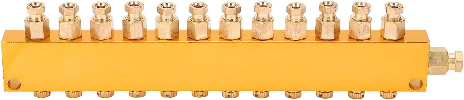 Oil Distributor Adjustable Brass Lubrication System Piston Separator Divider Valve for CNC Machining Center Machinery Production Lines Machine Tools Forging Die Casting (One in, 12 out)